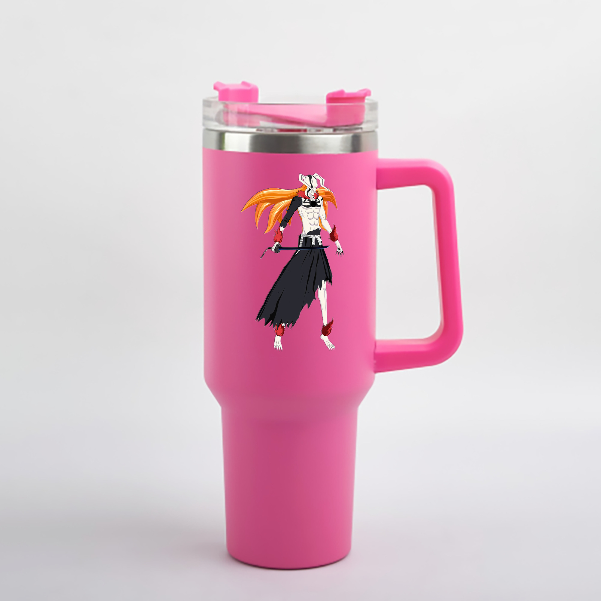 （画像用） ブリーチ 黒崎一護（くろさき いちご）BLEACH Kurosaki Ichigo 1200mL車用タンブラー - クリスタルステッカー（プラスチックストロー付き）